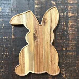 Wooden Bunny-Shaped Serving Tray - Natural Wood